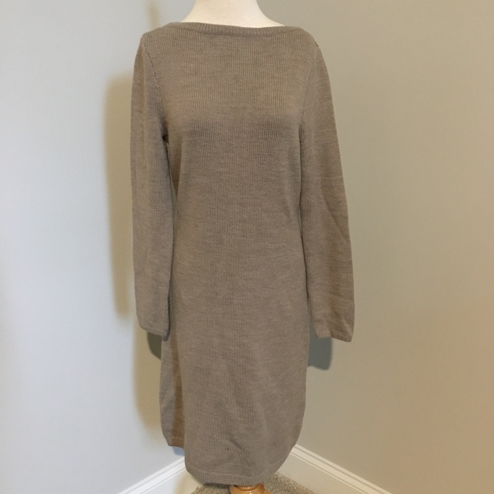 Lauren Ralph Lauren Beige Knit Midi Dress